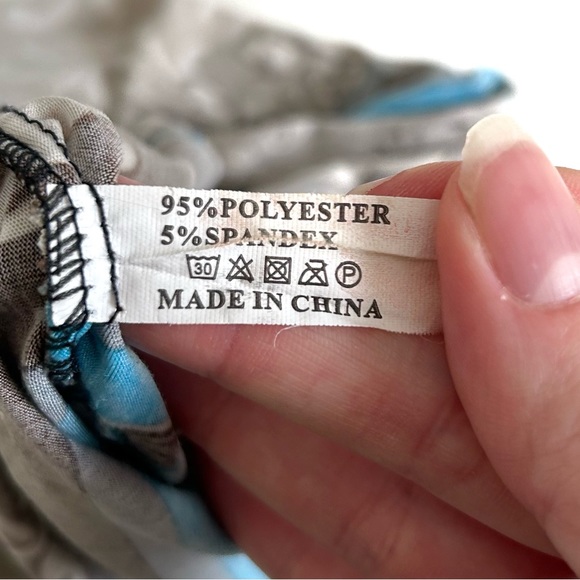 Boho Style Beige Brown Turquoise Blue Maxi Dress Lace Long Flowy Beach Vacation - Picture 12 of 16